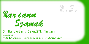 mariann szamak business card